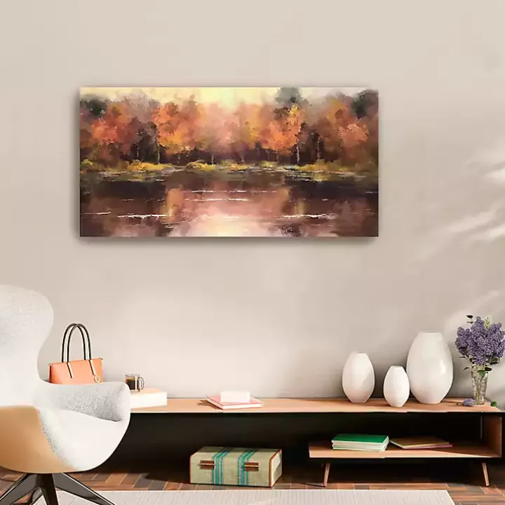 Autumn Lake Canvas Art Print, 40x20 in.
