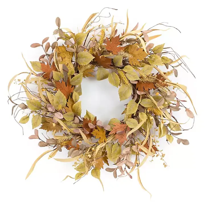 Autumn Leaves and Straw Wreath