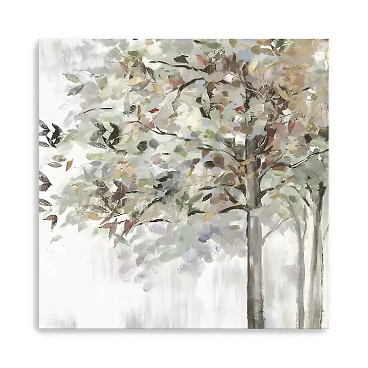Autumn Leaves Neutral Giclee Canvas Art, 40x40 in.