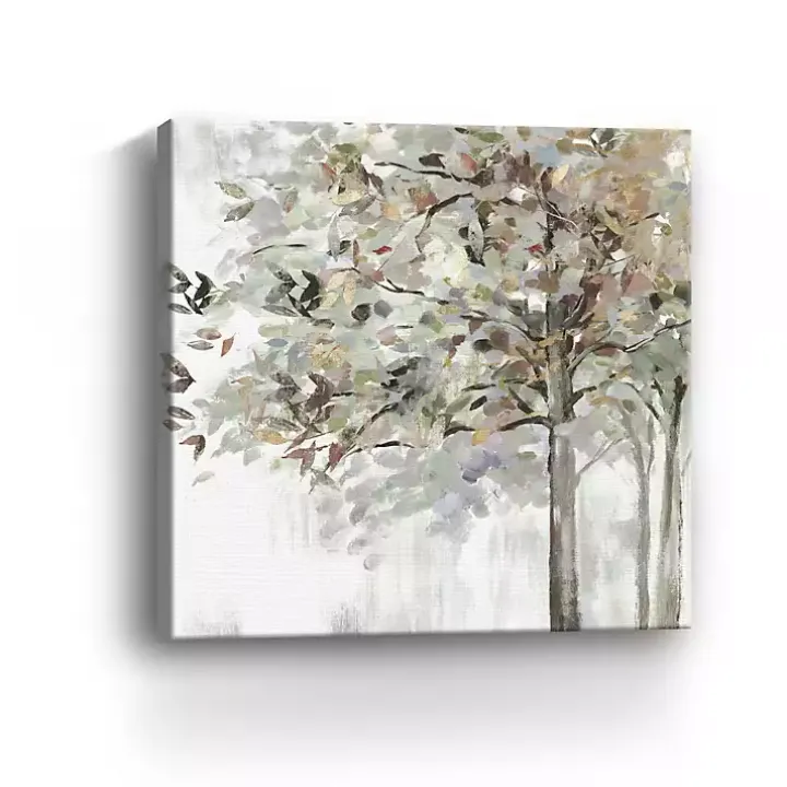 Autumn Leaves Neutral Giclee Canvas Art, 40x40 in.