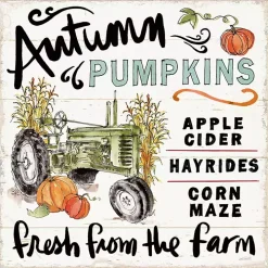 Autumn Pumpkin Tractor Framed Wall Art