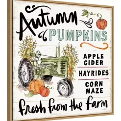 Autumn Pumpkin Tractor Framed Wall Art