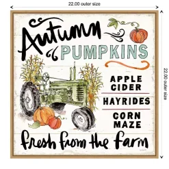 Autumn Pumpkin Tractor Framed Wall Art