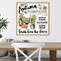 Autumn Pumpkin Tractor Framed Wall Art