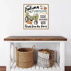 Autumn Pumpkin Tractor Framed Wall Art
