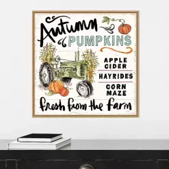 Autumn Pumpkin Tractor Framed Wall Art