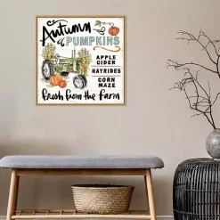Autumn Pumpkin Tractor Framed Wall Art