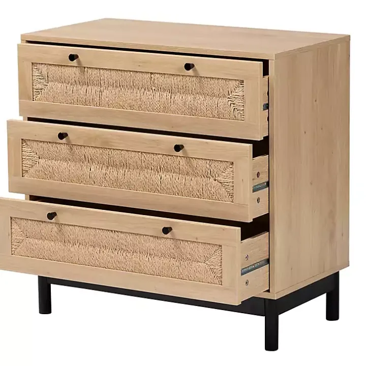 Ava Light Brown 3-Drawer Cabinet