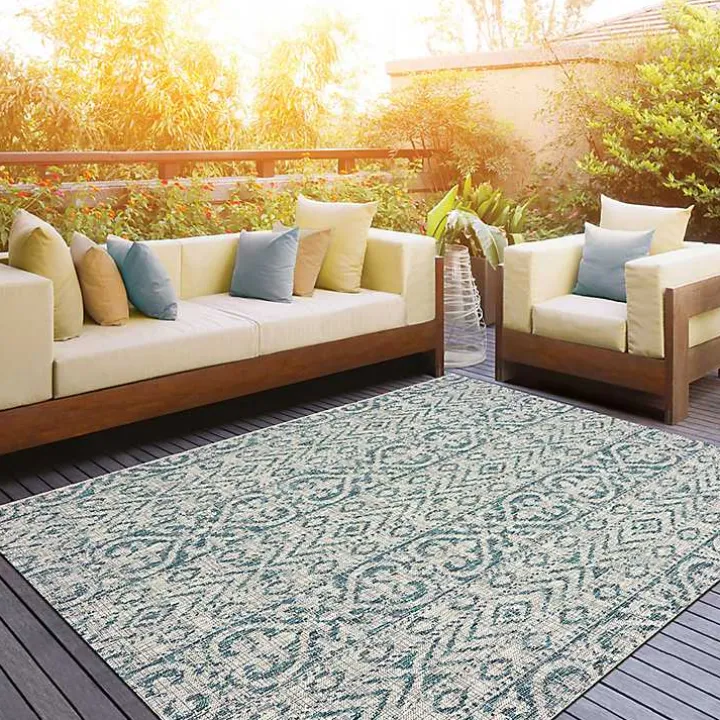 Azure Terrace Sun Shower Outdoor Area Rug, 5x8