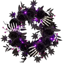 Bad to the Bone Black Roses Wreath