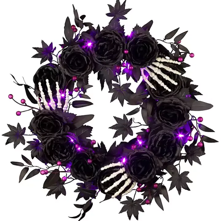 Bad to the Bone Black Roses Wreath