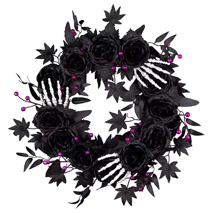 Bad to the Bone Black Roses Wreath