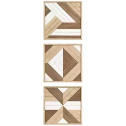 Ballez Geometric Wood Wall Plaques, Set of 3