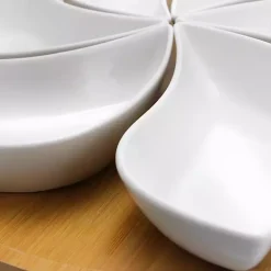 Bamboo 6 Piece Ceramic Flower Set Lazy Susan