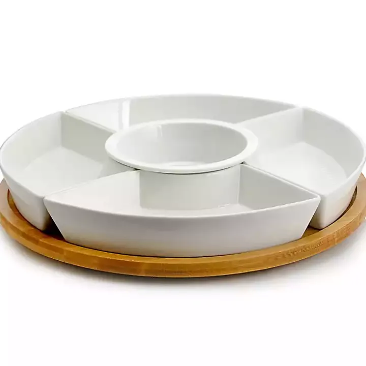 Bamboo 5-pc. Ceramic Modern Set Lazy Susan