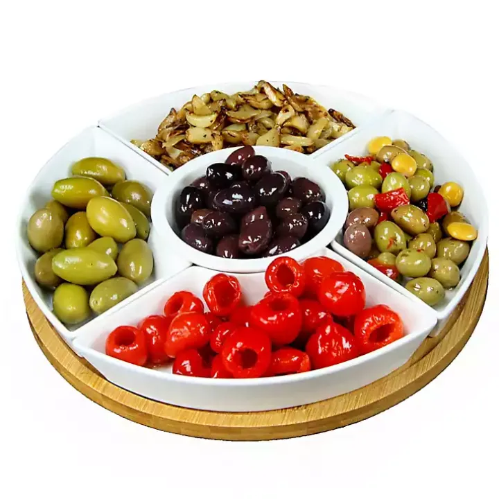 Bamboo 5-pc. Ceramic Modern Set Lazy Susan