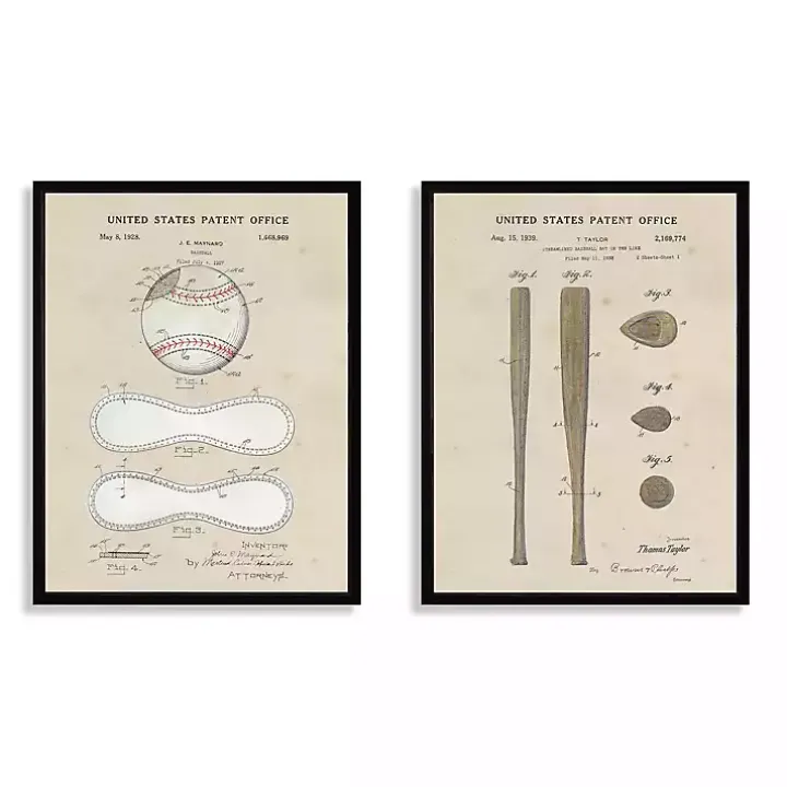 Baseball Patents Framed Art Prints, Set of 2