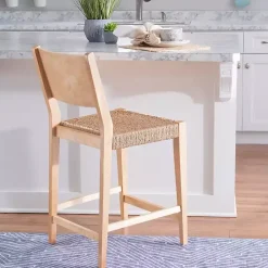 Basketweave Seat Counter Stools, Set of 2