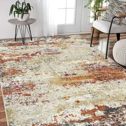 Bastia Ivory Orange Area Rug, 7x9