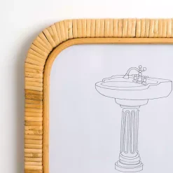 Bath Rattan Wrapped Wall Plaques, Set of 2