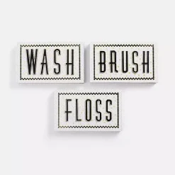 Bathroom Subway Tile Wall Plaques, Set of 3