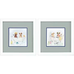 Bathtub Pups Framed Art Prints, Set of 2