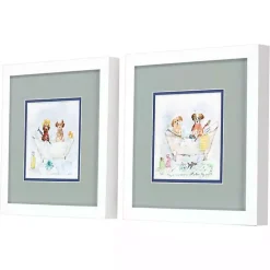 Bathtub Pups Framed Art Prints, Set of 2