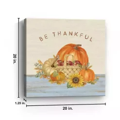 Be Thankful Pumpkins Canvas Art Print, 20x20 in.