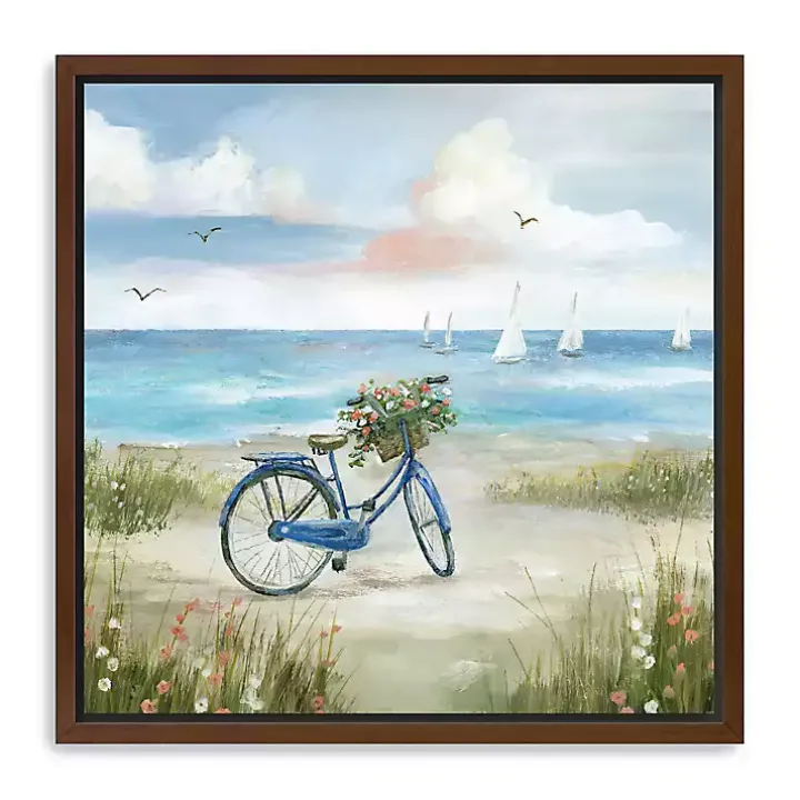 Beach Bike Bliss Framed Canvas Art Print