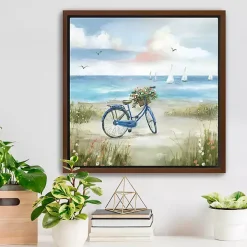 Beach Bike Bliss Framed Canvas Art Print