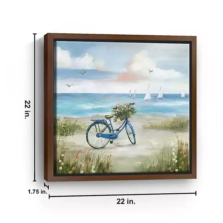 Beach Bike Bliss Framed Canvas Art Print