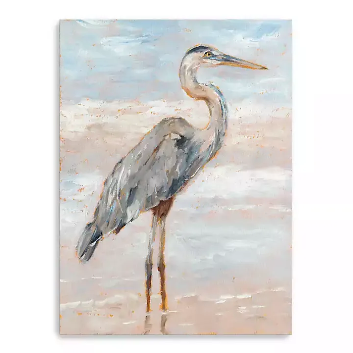 Beach Heron I Giclee Canvas Art Print, 48x36 in.
