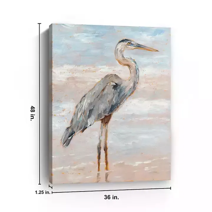 Beach Heron I Giclee Canvas Art Print, 48x36 in.