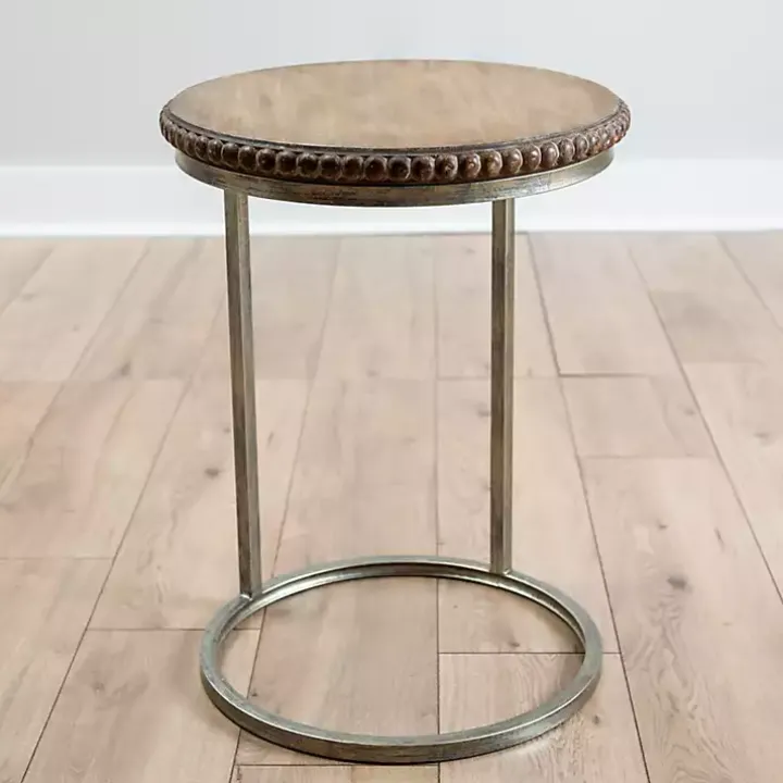 Beaded Round Wood C-Table