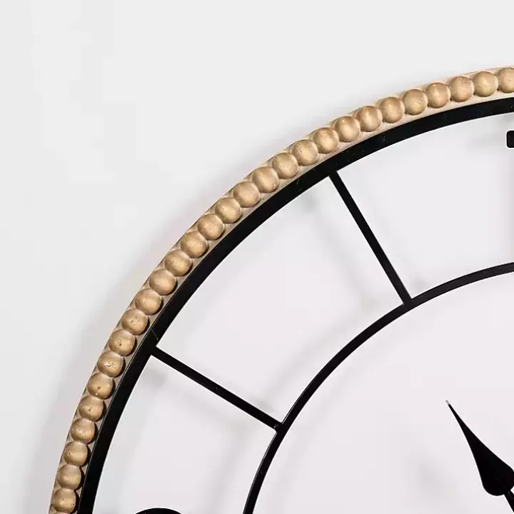 Beaded Wood and Metal Open Wall Clock