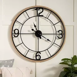 Beaded Wood and Metal Open Wall Clock