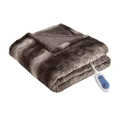 Beautyrest Brown Faux Fur Oversized Heated Throw