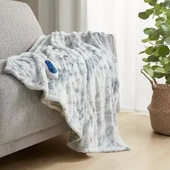 Beautyrest Silver Faux Fur Oversized Heated Throw