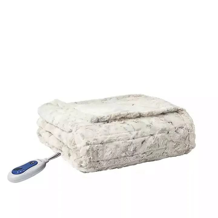 Beautyrest Snow Faux Fur Oversized Heated Throw