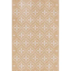 Beige & Ivory Quatrefoil Indoor/Outdoor Rug, 4x6