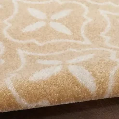 Beige & Ivory Quatrefoil Indoor/Outdoor Rug, 4x6