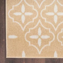 Beige & Ivory Quatrefoil Indoor/Outdoor Rug, 4x6
