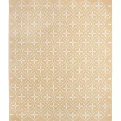 Beige & Ivory Quatrefoil Indoor/Outdoor Rug, 5x7