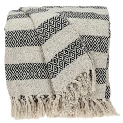 Beige and Black Diamond Stripe Throw