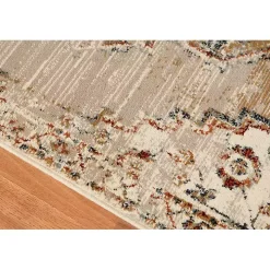 Beige and Gold Medallion Area Rug, 7x9