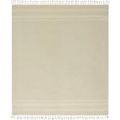 Beige and White Stripes Cotton Throw