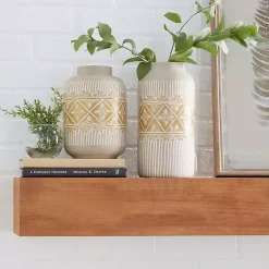 Beige and Yellow Acanthus Print Vases, Set of 2