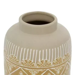 Beige and Yellow Acanthus Print Vases, Set of 2