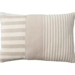 Beige Asymmetrical Stripes Lumbar Pillow
