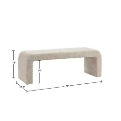 Beige Boucle Waterfall Bench, 52 in.